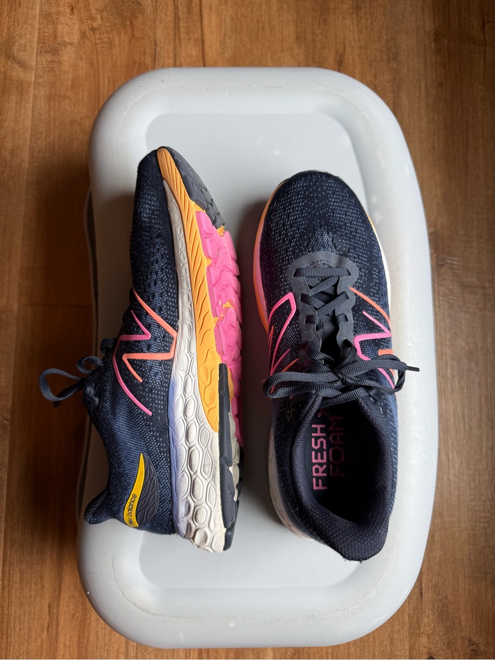 New Balance Women's Navy Pink Yellow Athletic Shoes